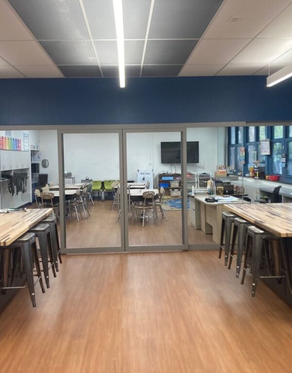 Montvale Memorial Elementary School Makers Space with KI Lightline glass wall system